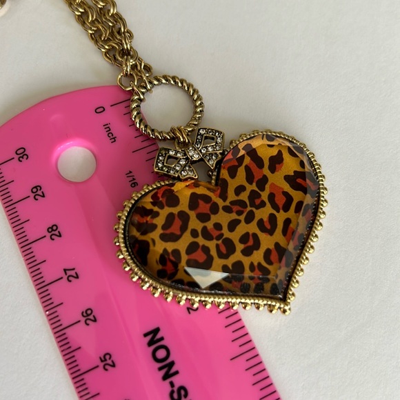 Vintage Betsey Johnson necklace pink & gold leopard - Picture 15 of 15